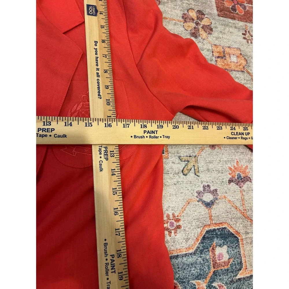 90s 80s coral oversized blazer‎ 3/4 sleeves powersuit gold button crest pocket